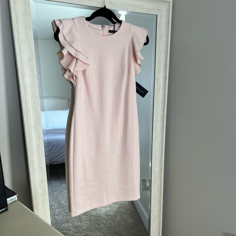 Tommy Hilfiger Flutter Sleeve Scuba Dress